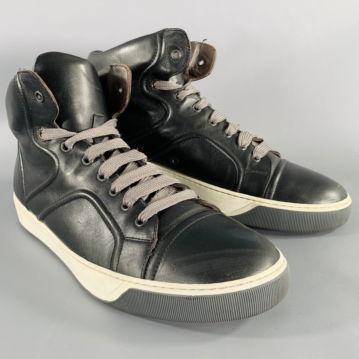LANVIN Size 8 Black Leather High Top Sneakers – Sui Generis 