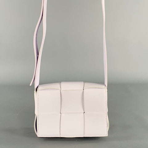 BOTTEGA VENETA Cassette Candy White Woven Leather Cross Body Handbag