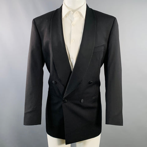 SAMUELSOHN Size 40 Black Wool Shawl Collar Double Breasted Tuxedo