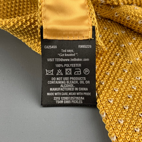 TED BAKER Size Yellow White Knitted Polyester Tie