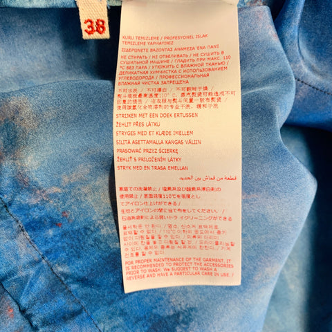 MARNI x FLAMINIA VERONESI Size S Blue Red Silk Watercolor Cropped Dress Top