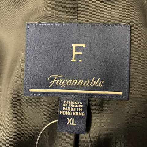 FACONNABLE Size XL Black Wool Button Up Coat
