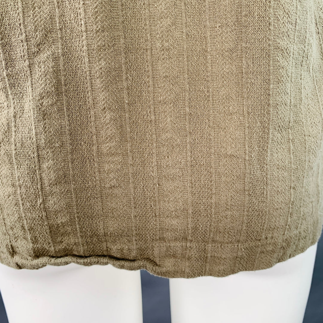TAYLOR STITCH Size 40 Green Olive Stripe Organic Cotton Short Sleeve Shirt