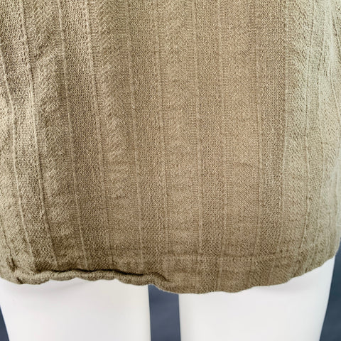 TAYLOR STITCH Size 40 Green Olive Stripe Organic Cotton Short Sleeve Shirt