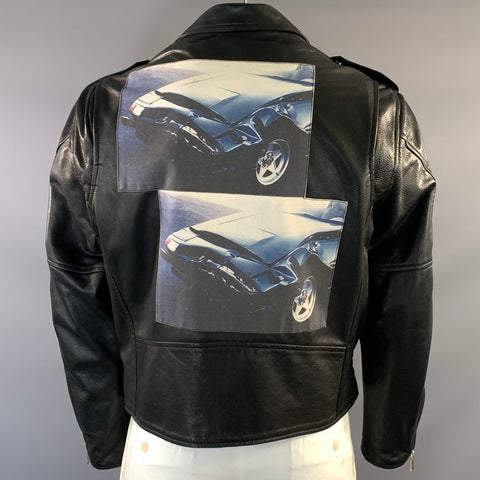 ENFANTS RICHES DEPRIMES ERD SS2017 XL Black Patches Leather Biker Jacket