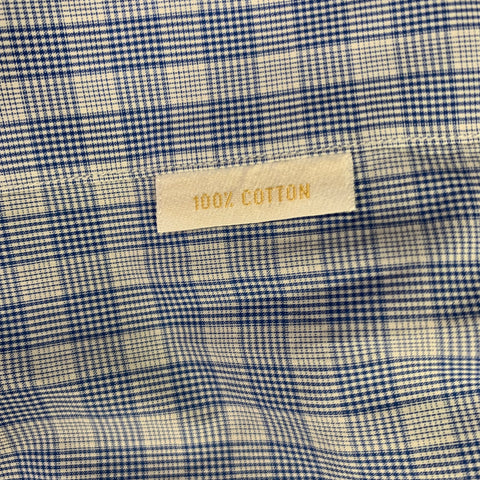 BRIONI Size L Blue Light Blue Plaid Cotton Button Up Long Sleeve Shirt