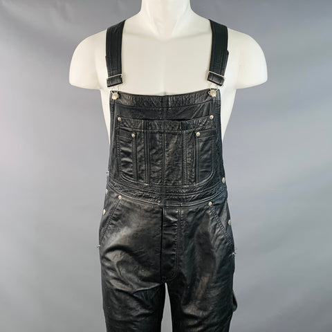 RUBIO LEATHER Vintage Size S Black Leather Overalls