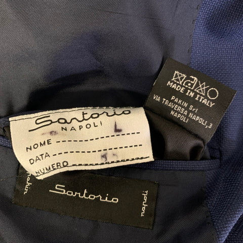 SARTORIO Size 44 Navy Wool Notch Lapel Sport Coat