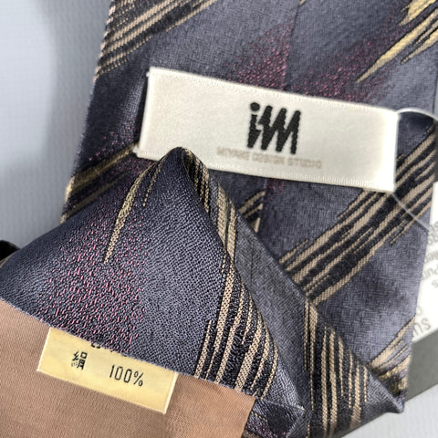 ISSEY MIYAKE Purple Tan Jacquard Silk Tie