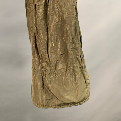 ROBERTO RICCI DESIGNS Taille 42 Veste à Capuche Froissée Zippée à Boutons Pression Vert Olive