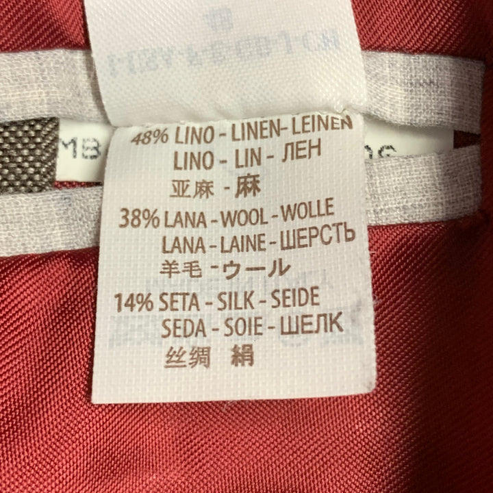 BRUNELLO CUCINELLI Size 38 Brown Herringbone Linen Wool Silk Peak Lapel Suit