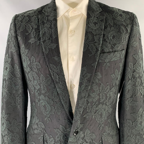 D&amp;G by DOLCE &amp; GABBANA Taille 44 Manteau de sport à revers cranté en dentelle noire