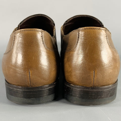 BOTTEGA VENETA Size 11 Brown Perforated Leather Loafers