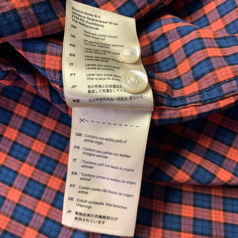 SCOTCH AND SODA Size S Orange Blue Plaid Cotton Long Sleeve Shirt