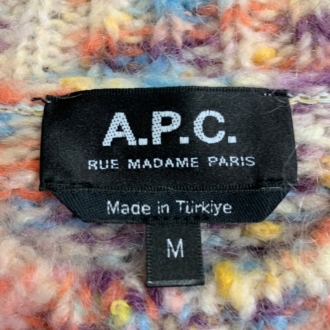 A.P.C. Size M Cream Multi Color Melange Wool Blend Crew Neck Sweater