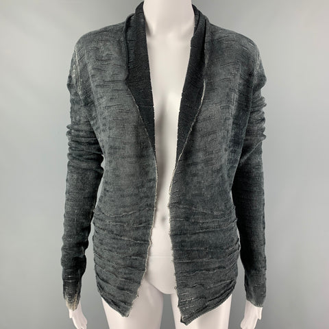 AVANTTOI Cárdigan frontal abierto texturizado de lino gris talla M