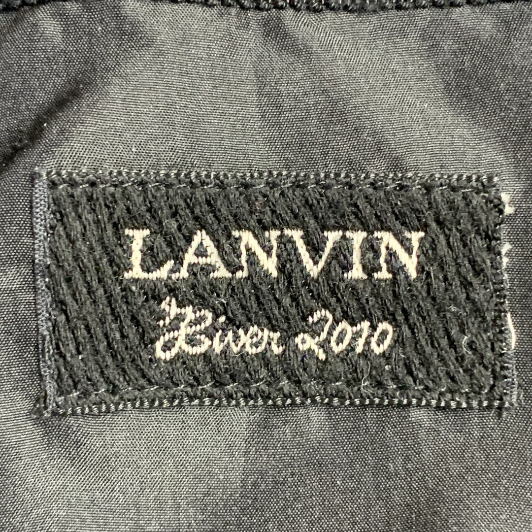 LANVIN Winter 2010 Size 6 Brown Black Silk Animal Print Raw Edge Skirt