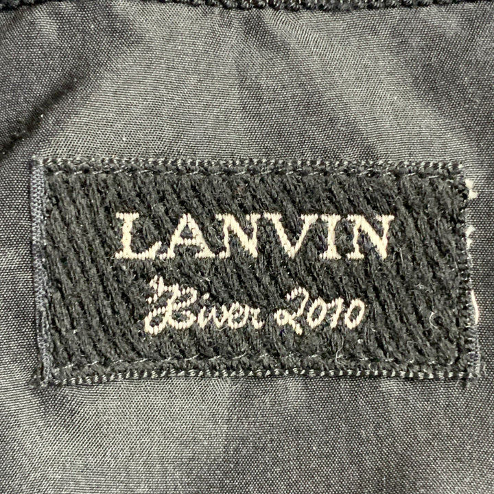 LANVIN Winter 2010 Size 6 Brown Black Silk Animal Print Raw Edge Skirt
