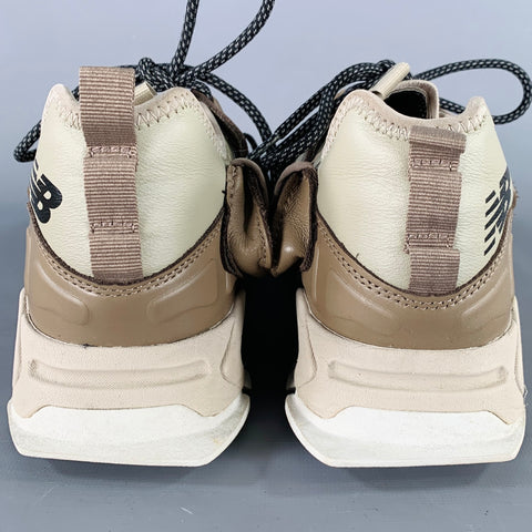 NEW BALANCE Size 10.5 X-RACER Grey Tan Color Block Leather Lace Up Sneakers