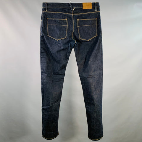 RALEIGH DENIM Size 34 Jones Indigo Twill Cotton Blend Straight Selvedge Jeans