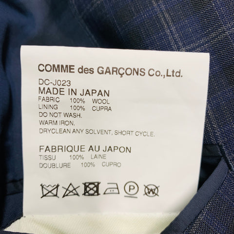 COMME des GARCONS Size L Black Navy Grey Plaid Wool Sport Coat