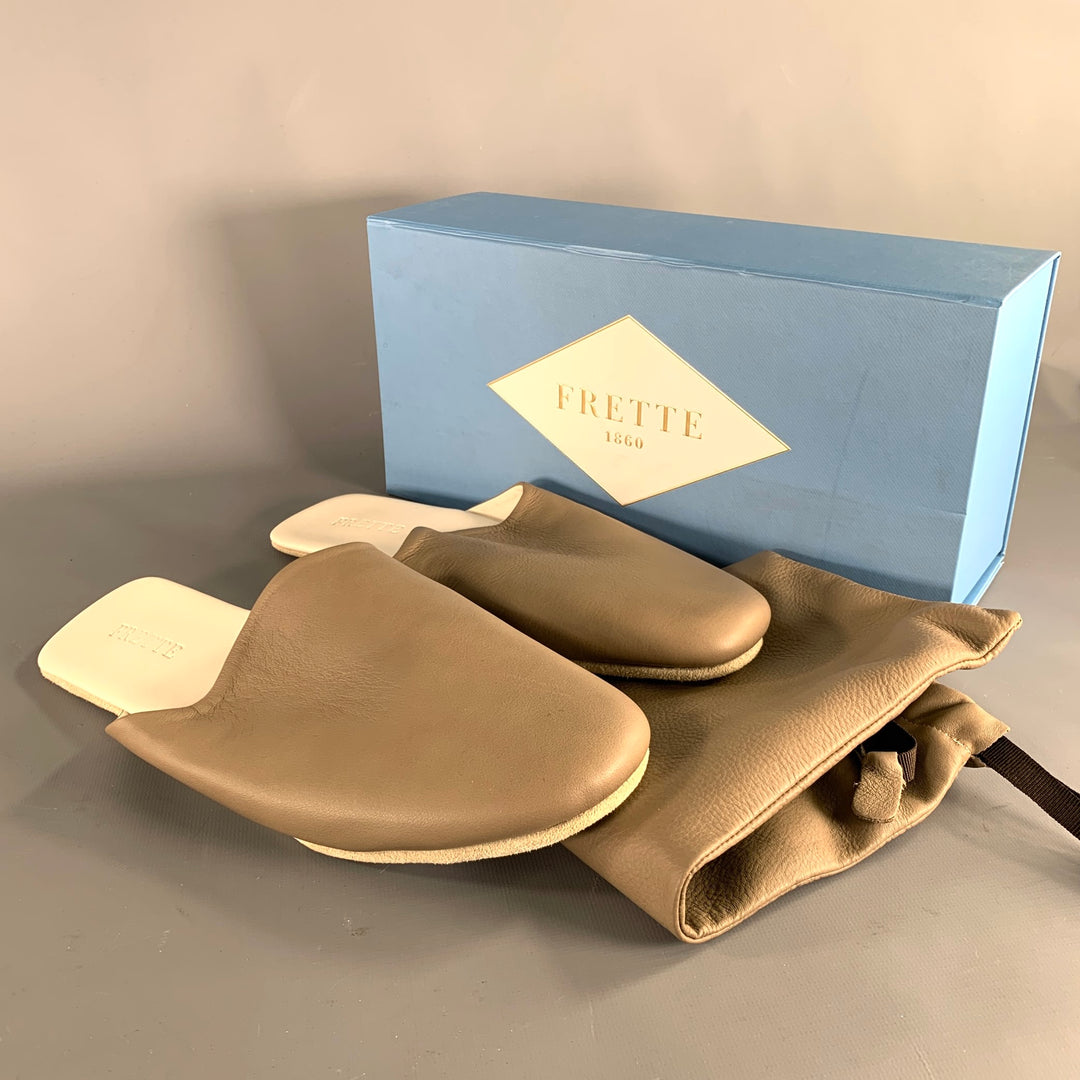FRETTE Size 9 Grey Taupe Leather Slippers Loafers 2e21399aeb56e34d3b8976e5f6e137  main image 3