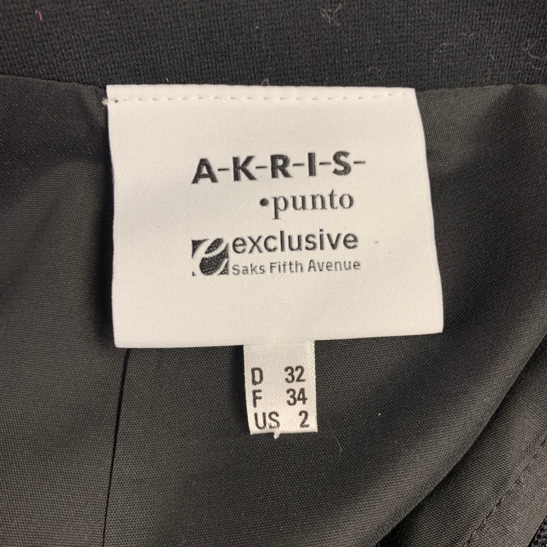 AKRIS Size 2 Black White Viscose Blend Polka Dot Lambskin Pencil Skirt