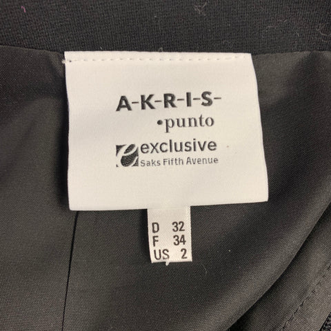 AKRIS Size 2 Black White Viscose Blend Polka Dot Lambskin Pencil Skirt