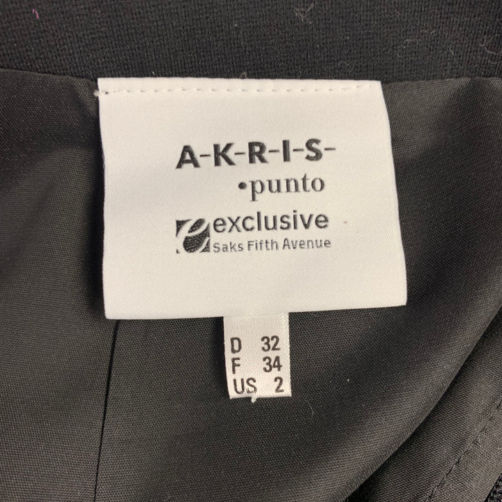 AKRIS Size 2 Black White Viscose Blend Polka Dot Lambskin Pencil Skirt
