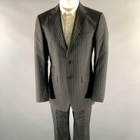 PAUL SMITH Size 38 Black White Pinstripe Wool Notch Lapel Suit