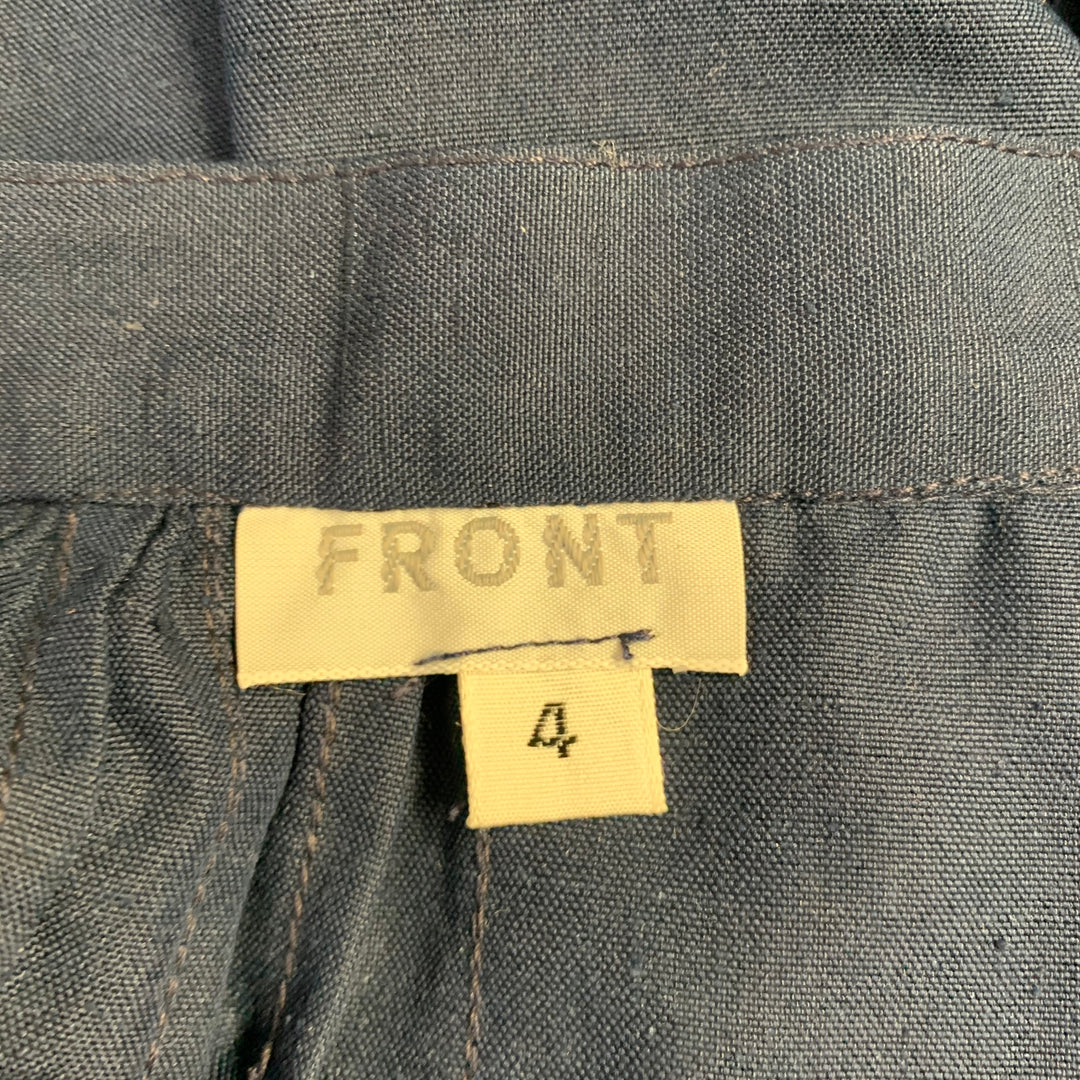 GEOFFREY BEENE Size 4 Navy Woven Pleated Knee Length Skirt Set