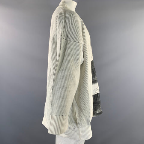 CALVIN KLEIN 205W39NYC Size One Size White Black Knitted Acrylic Blend Sweater