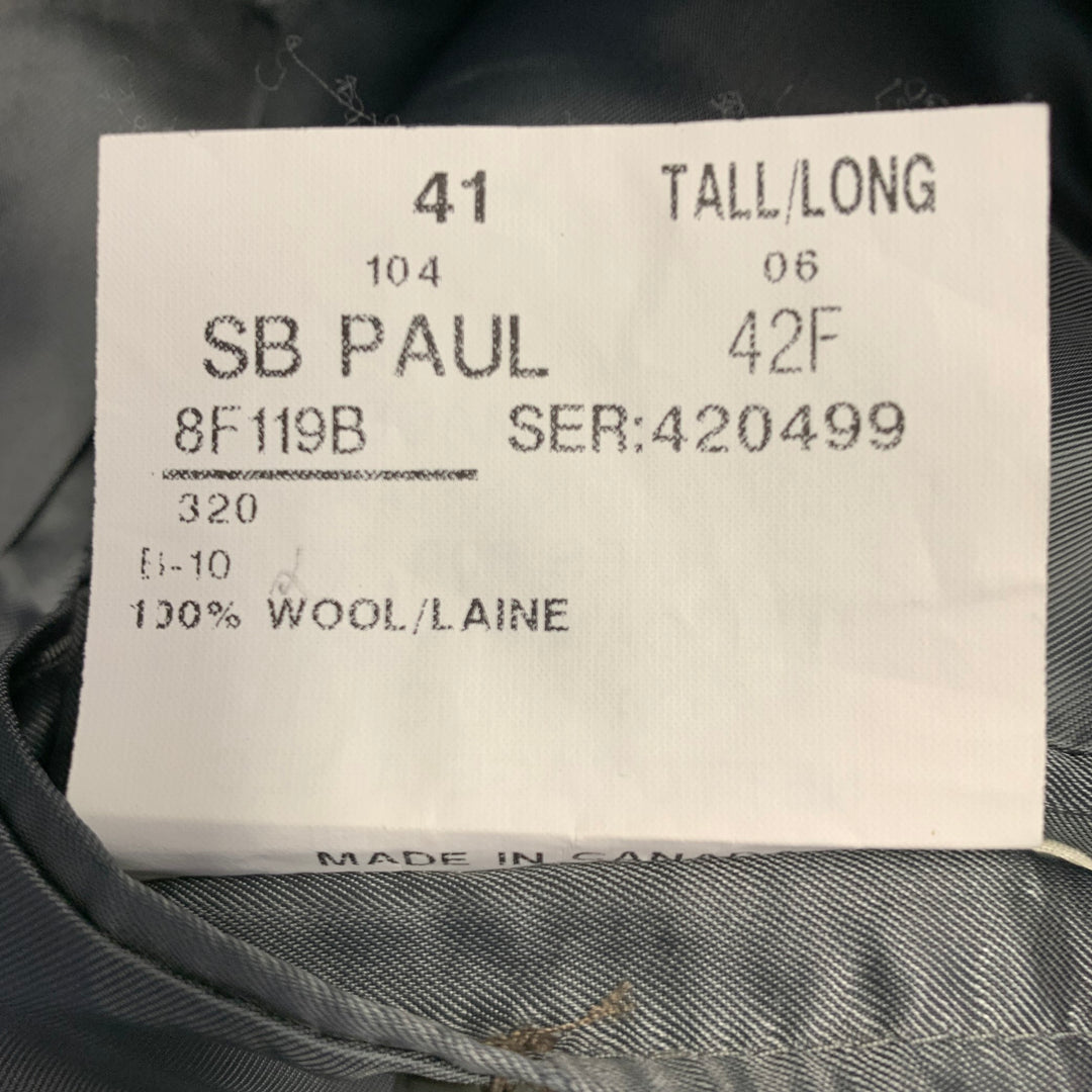 PAUL STUART Size 41 Grey Navy Green Plaid Wool Notch Lapel Sport Coat