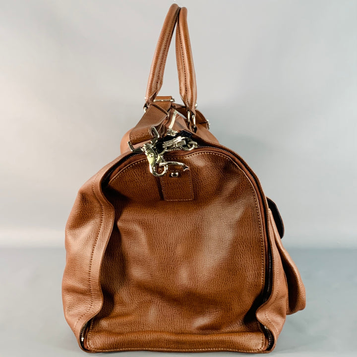 HOOK & ALBERT Brown Leather Convertible Weekender Garment Bag