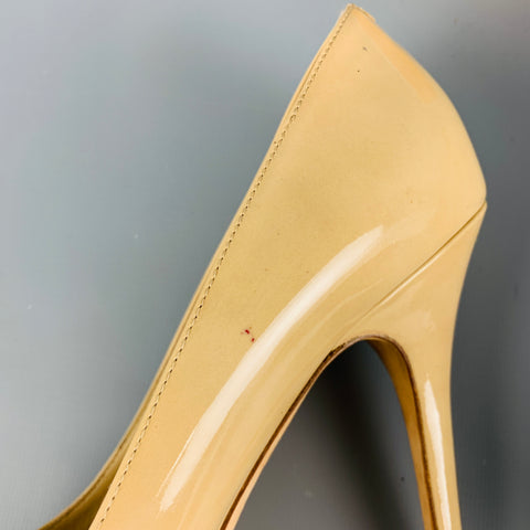 JIMMY CHOO Size 12 Beige Patent Leather Platform Pumps