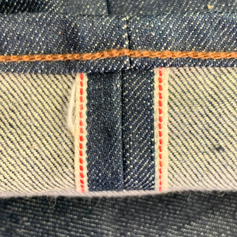 A-B FITS Size 34 Navy Contrast Stitch Cotton Button Fly Jeans
