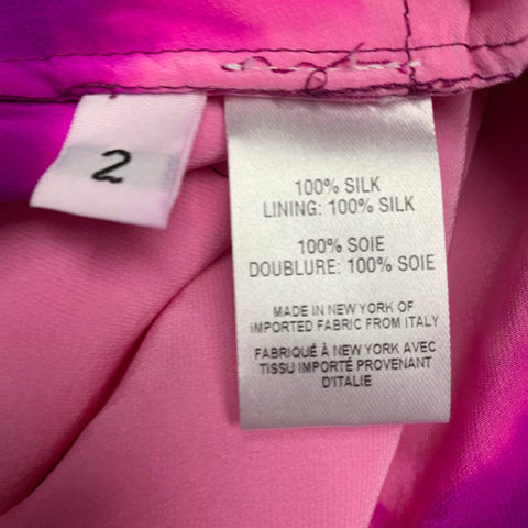 ALEJANDRA ALONSO ROJAS Size 2 Pink Purple Silk Satin Two Tone Dip Dyed Shorts