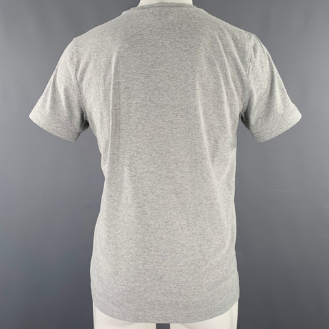 A.P.C. Size M Grey White Cotton Crew Neck T-shirt