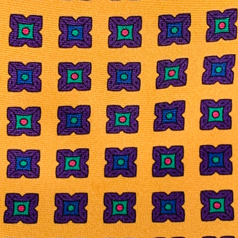 O'CONNELL'S Yellow Purple Squares Silk Tie