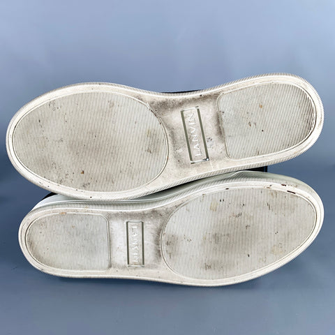 LANVIN Size 5 Black White Suede Patent Leather Sneakers