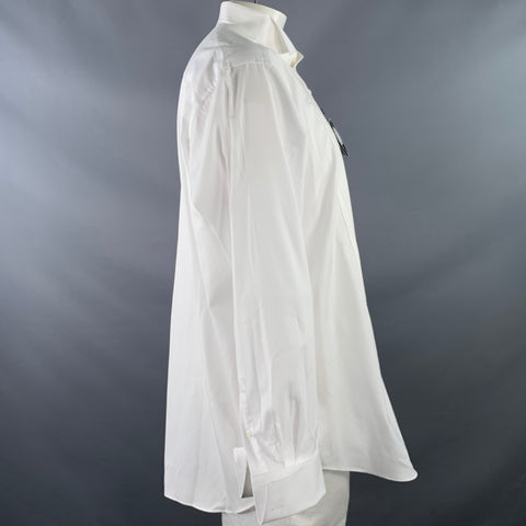 DAVID DONAHUE Size XXL White Textured Cotton French Cuffs Tuxedo Long Sleeve Shirt