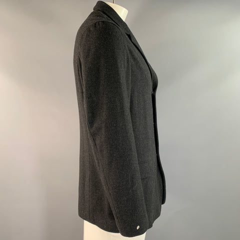 DKNY Size 42 Grey Charcoal Heather Wool Polyester Nylon Notch Lapel Jacket