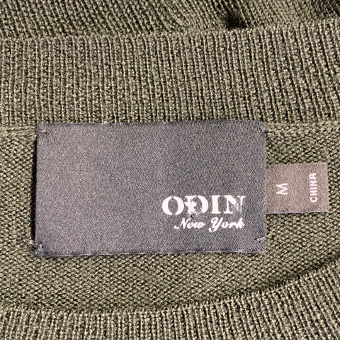 ODIN Size M Forest Green Knit Cashwool Faux Suede Crew Neck Pullover