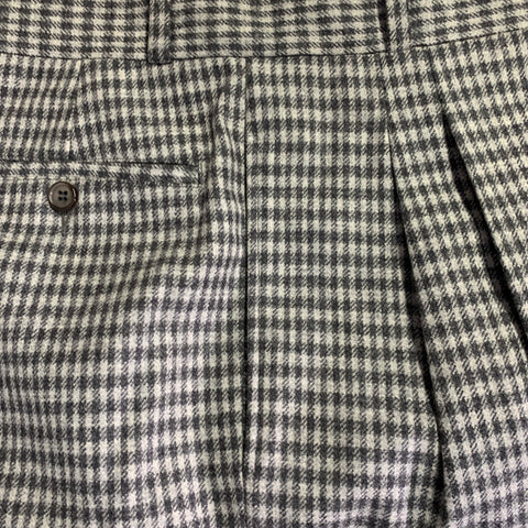 GIVENCHY Size 30 Grey Charcoal Checkered Virgin Wool Pleated Dress Pants