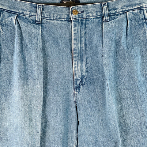 POLO by RALPH LAUREN Size 34 Blue Denim Tapered Pleated Jeans