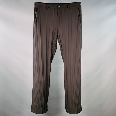 VALENTINO Size 36 Black Pleated Polyester Virgin Wool Blend Dress Pants