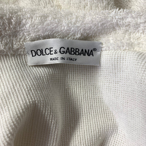 DOLCE & GABBANA Size L White Terry Cloth Cotton Blend Pullover