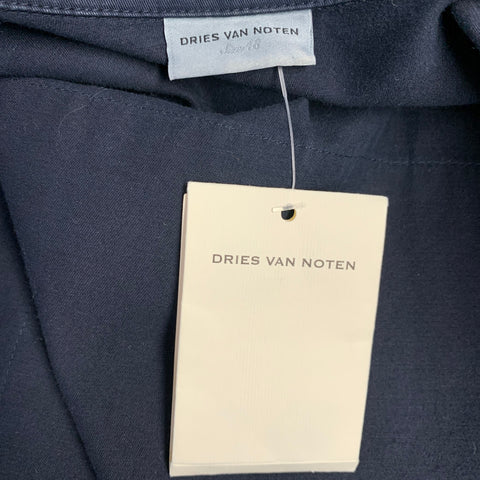 DRIES VAN NOTEN Size 38 Navy Beige White Graphic Cotton Jacket