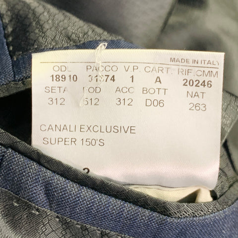 CANALI Size 42 Blue Grey Stripe Wool Single Breasted Notch Lapel Suit