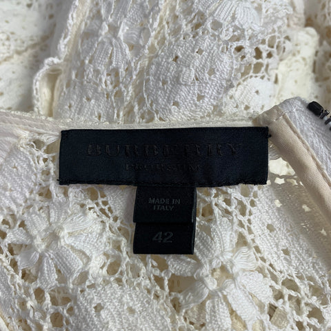BURBERRY PRORSUM Size 6 White Cream Cotton A-Line Dress